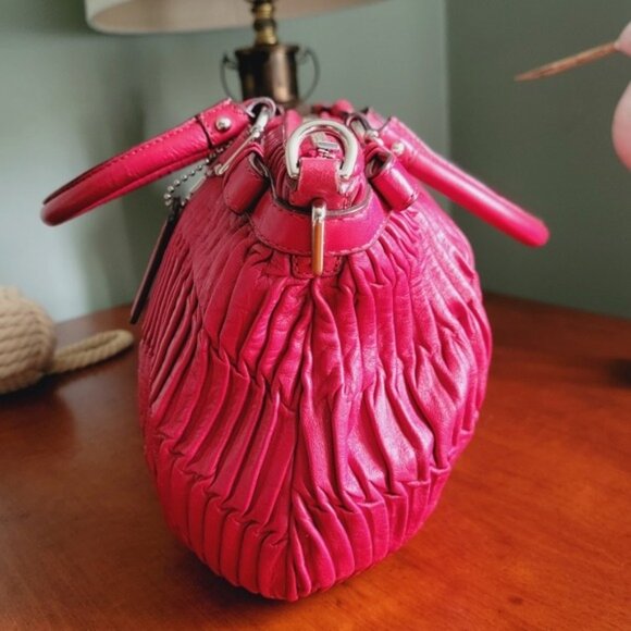 Coach 18620 Madison Red Gathered Leather Satchel Bag - Picture 5 of 15